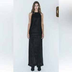 Zara Black Open back Slit Hem Halter neck Long Dress LIMITED EDITION size XS NWT